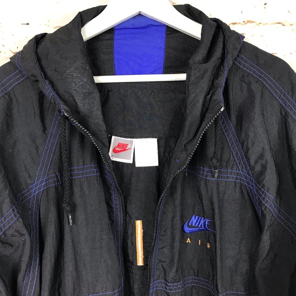 NIKE AIR Vintage Black Windbreaker Spell Out Large - Picture 4 of 8